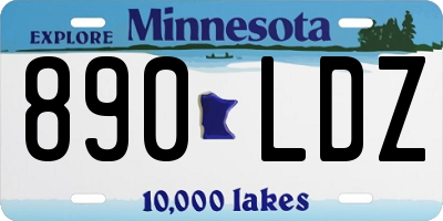 MN license plate 890LDZ