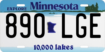 MN license plate 890LGE