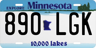 MN license plate 890LGK