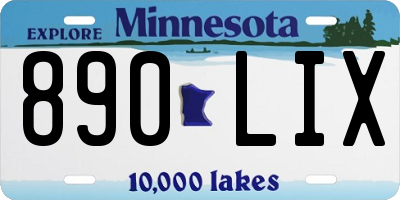 MN license plate 890LIX