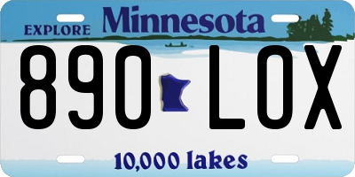MN license plate 890LOX