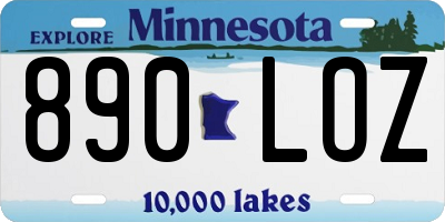 MN license plate 890LOZ