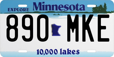 MN license plate 890MKE