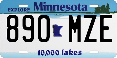 MN license plate 890MZE