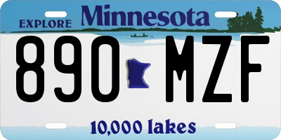 MN license plate 890MZF
