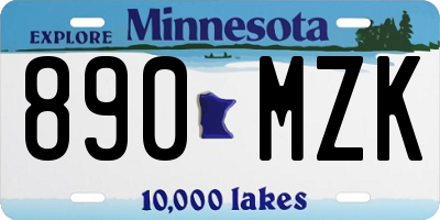 MN license plate 890MZK