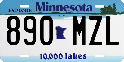 MN license plate 890MZL