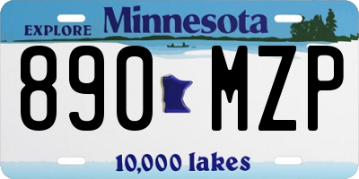 MN license plate 890MZP