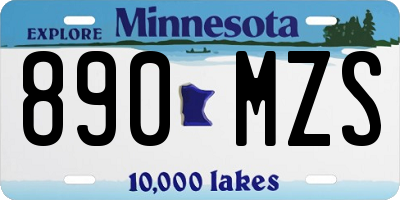 MN license plate 890MZS