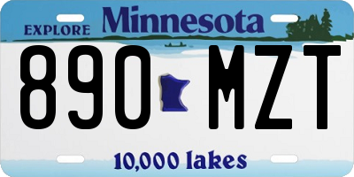 MN license plate 890MZT