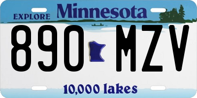 MN license plate 890MZV