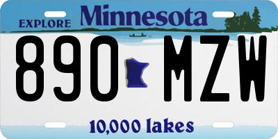MN license plate 890MZW