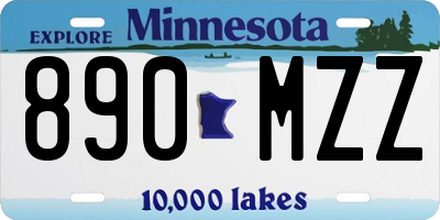 MN license plate 890MZZ