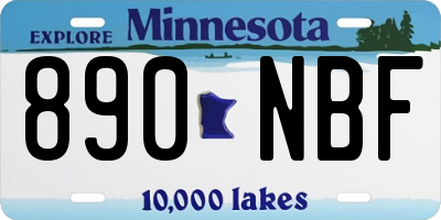 MN license plate 890NBF
