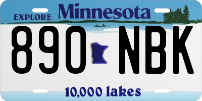 MN license plate 890NBK