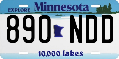 MN license plate 890NDD