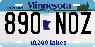 MN license plate 890NOZ