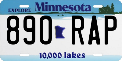 MN license plate 890RAP