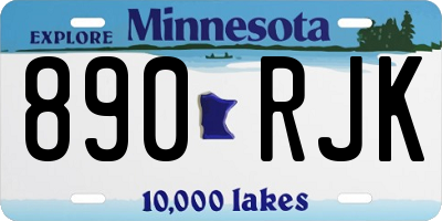 MN license plate 890RJK