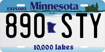 MN license plate 890STY