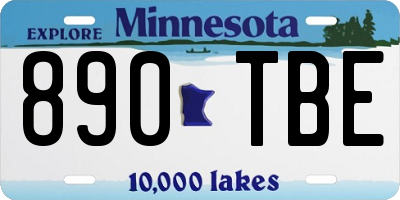 MN license plate 890TBE