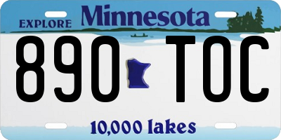 MN license plate 890TOC