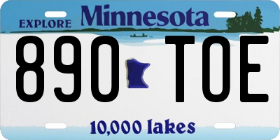 MN license plate 890TOE