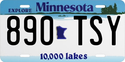 MN license plate 890TSY