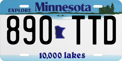 MN license plate 890TTD