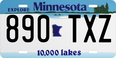 MN license plate 890TXZ