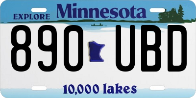 MN license plate 890UBD