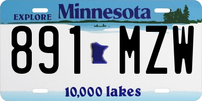 MN license plate 891MZW