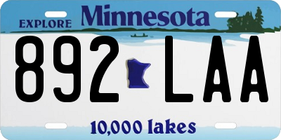 MN license plate 892LAA