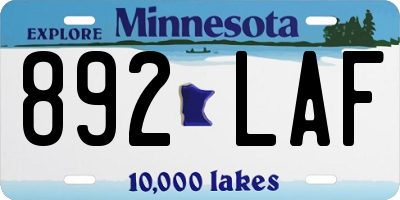 MN license plate 892LAF