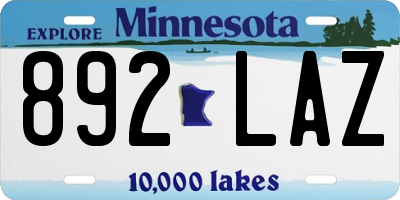 MN license plate 892LAZ