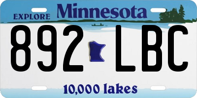 MN license plate 892LBC