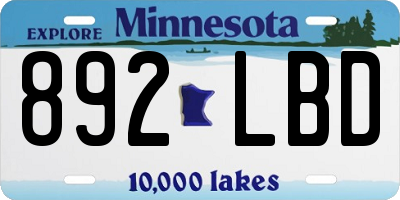 MN license plate 892LBD