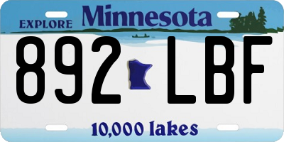 MN license plate 892LBF