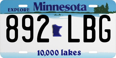 MN license plate 892LBG