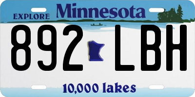 MN license plate 892LBH