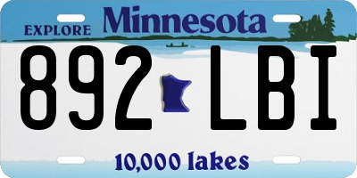 MN license plate 892LBI