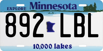 MN license plate 892LBL