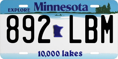 MN license plate 892LBM