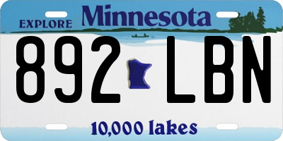 MN license plate 892LBN