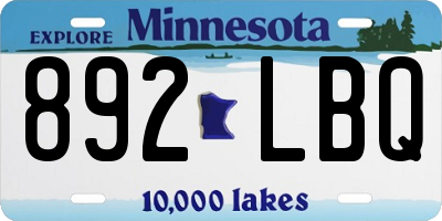 MN license plate 892LBQ