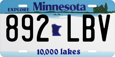 MN license plate 892LBV