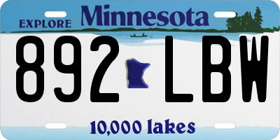 MN license plate 892LBW