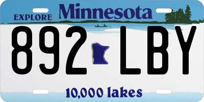 MN license plate 892LBY