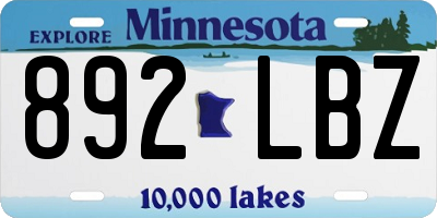 MN license plate 892LBZ