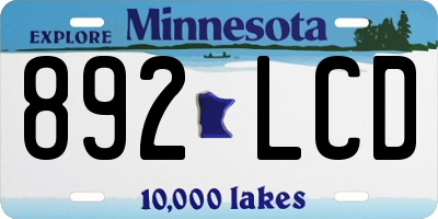 MN license plate 892LCD